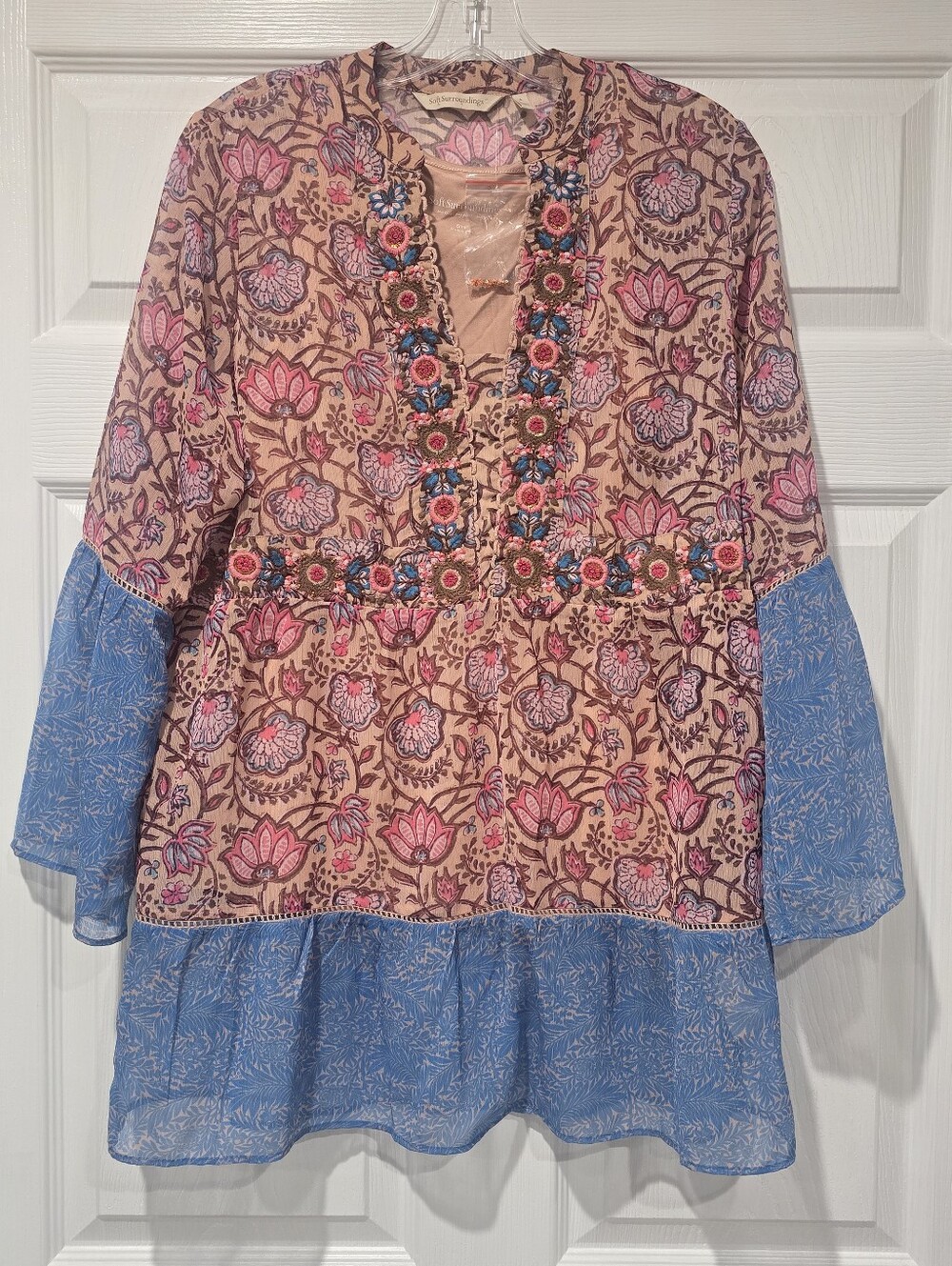 Soft Surroundings Pergola Top NWT Women's Sz Small Multi Floral Lagenlook Boho